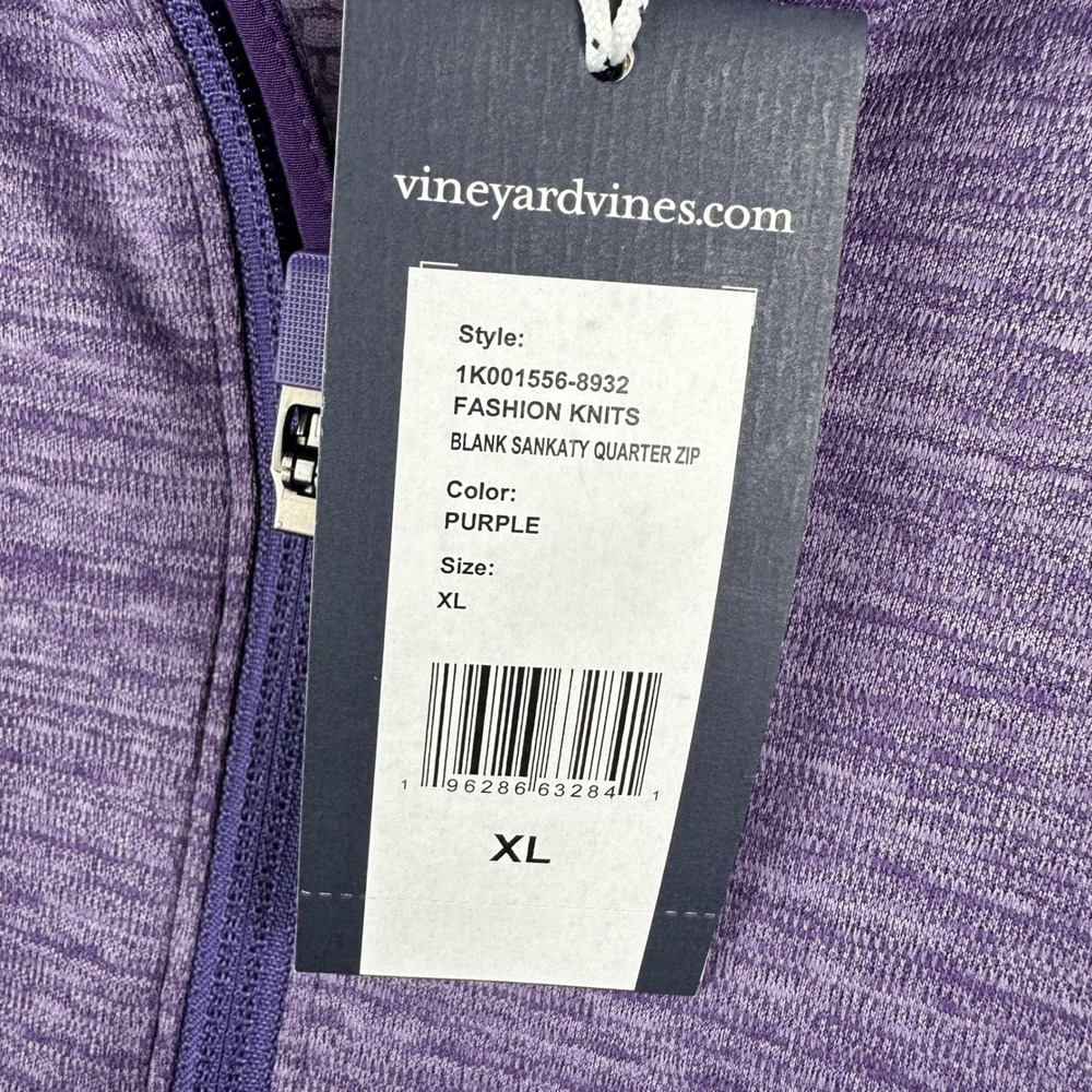 Vineyard Vines Performance Sankaty Quarter Zip Pullover Purple NWT Mens XL - Picture 5 of 7